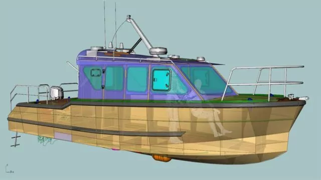 Vedette bathymétrique SURVEX 860 en chantier